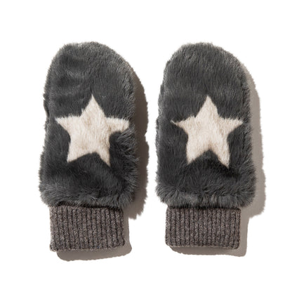 CONTROL FREAK STAR FAUX FUR MITTENS コントロールフリーク スターフェイクファーミトン 252-122204【レディース ポリエステル100％ フェイクファー シャギー感 パッチワーク 25FW】
