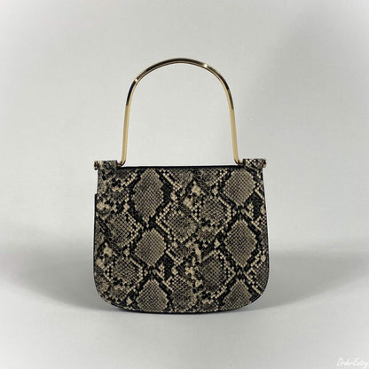LE VERNIS Metal handle minibag ル・ベルニ メタル ハンドル ミニバッグ 252-210512【レディース ハンドバッグ ショルダー クラッチ メタルハンドル ベルベット パイソン柄 25FW】