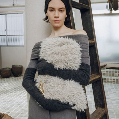 LE VERNIS Sculpture Mou Azuma ル・ベルニ スカルプチャー ムー アズマ 252-212520【レディース バッグ トート ファー 大容量 ハンドバッグ 秋冬 レディース 25FW】