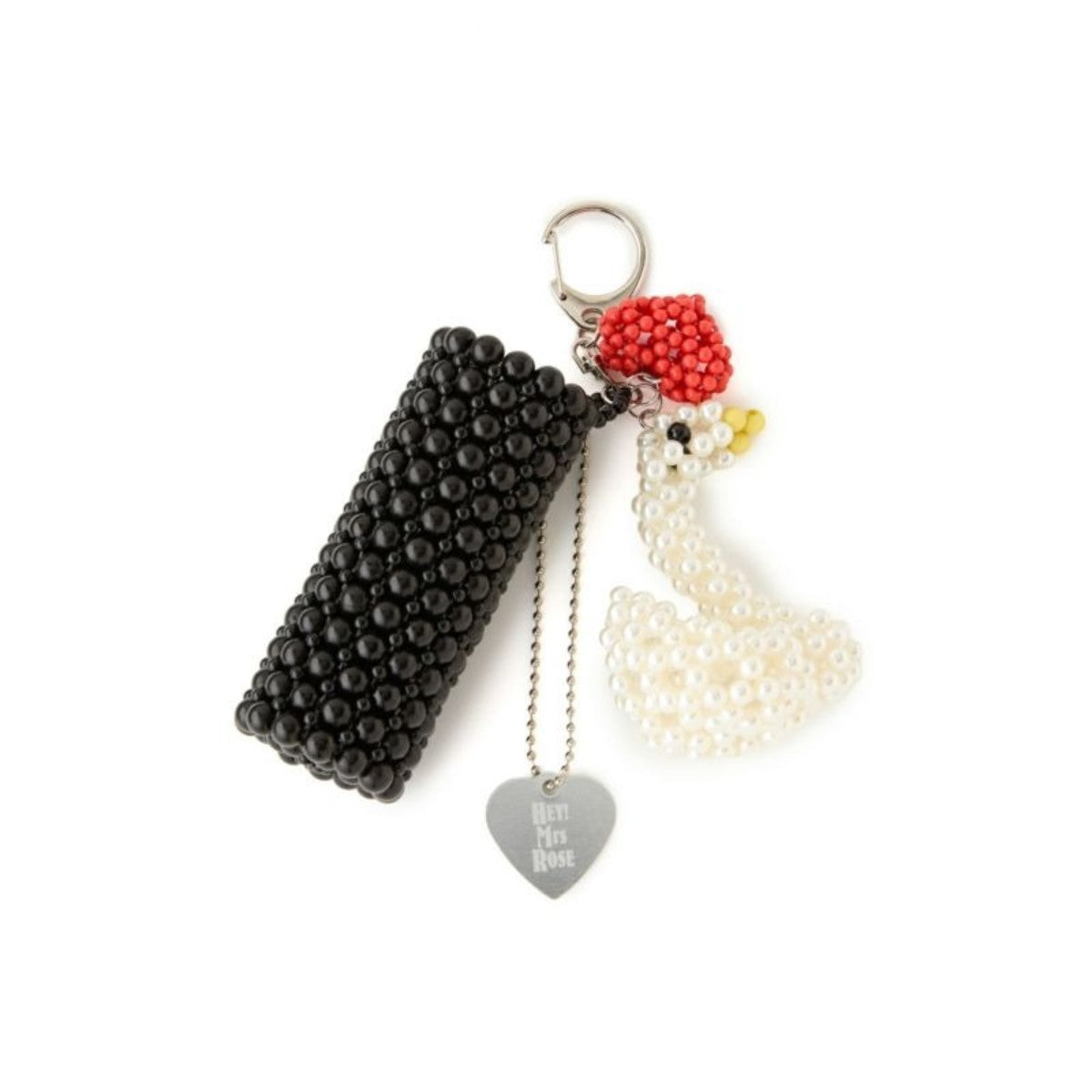 HEY! Mrs ROSE Beads Lip Keycharm ヘイ！ミセスローズ ビーズ リップ キーチャーム 253-140102【レディース ビーズ チャーム ハンドメイド バッグアクセサリー リップケース 25FW】