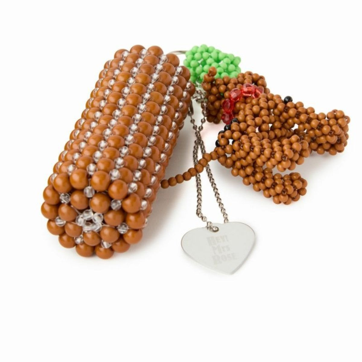 HEY! Mrs ROSE Beads Lip Keycharm ヘイ！ミセスローズ ビーズ リップ キーチャーム 253-140102【レディース ビーズ チャーム ハンドメイド バッグアクセサリー リップケース 25FW】