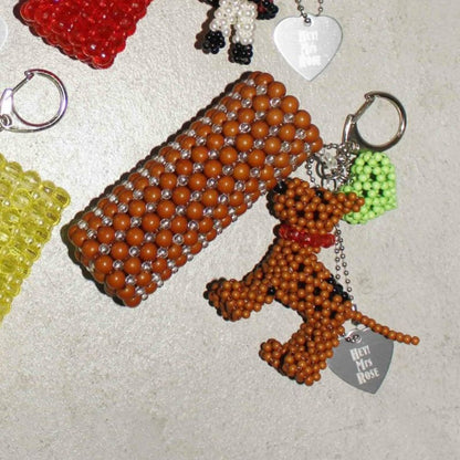 HEY! Mrs ROSE Beads Lip Keycharm ヘイ！ミセスローズ ビーズ リップ キーチャーム 253-140102【レディース ビーズ チャーム ハンドメイド バッグアクセサリー リップケース 25FW】