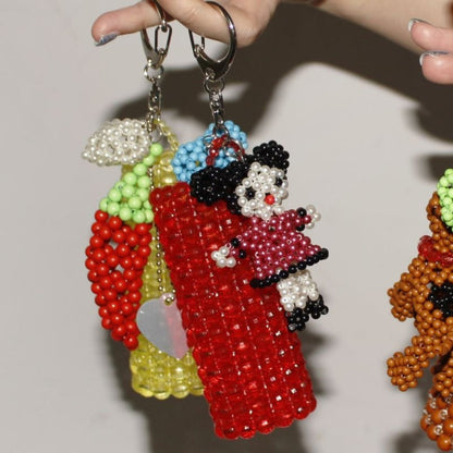 HEY! Mrs ROSE Beads Lip Keycharm ヘイ！ミセスローズ ビーズ リップ キーチャーム 253-140102【レディース ビーズ チャーム ハンドメイド バッグアクセサリー リップケース 25FW】