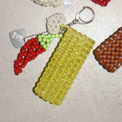 HEY! Mrs ROSE Beads Lip Keycharm ヘイ！ミセスローズ ビーズ リップ キーチャーム 253-140102【レディース ビーズ チャーム ハンドメイド バッグアクセサリー リップケース 25FW】