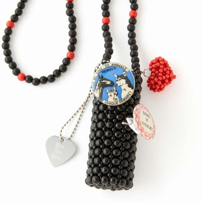 HEY! Mrs ROSE Beads Lip Necklace ヘイ！ミセスローズ ビーズ リップ ネックレス 253-140103【レディース ビーズ ネックレス バッグチャーム ハンドメイド アクセサリー リップケース 25FW】