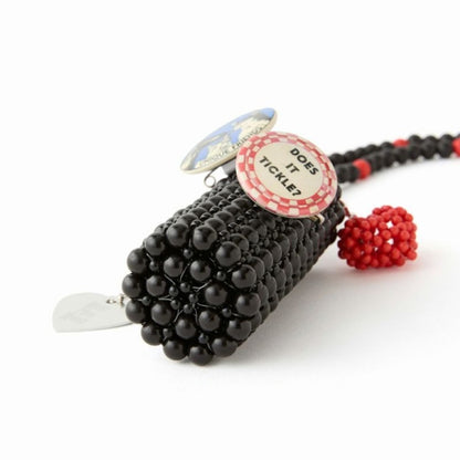 HEY! Mrs ROSE Beads Lip Necklace ヘイ！ミセスローズ ビーズ リップ ネックレス 253-140103【レディース ビーズ ネックレス バッグチャーム ハンドメイド アクセサリー リップケース 25FW】