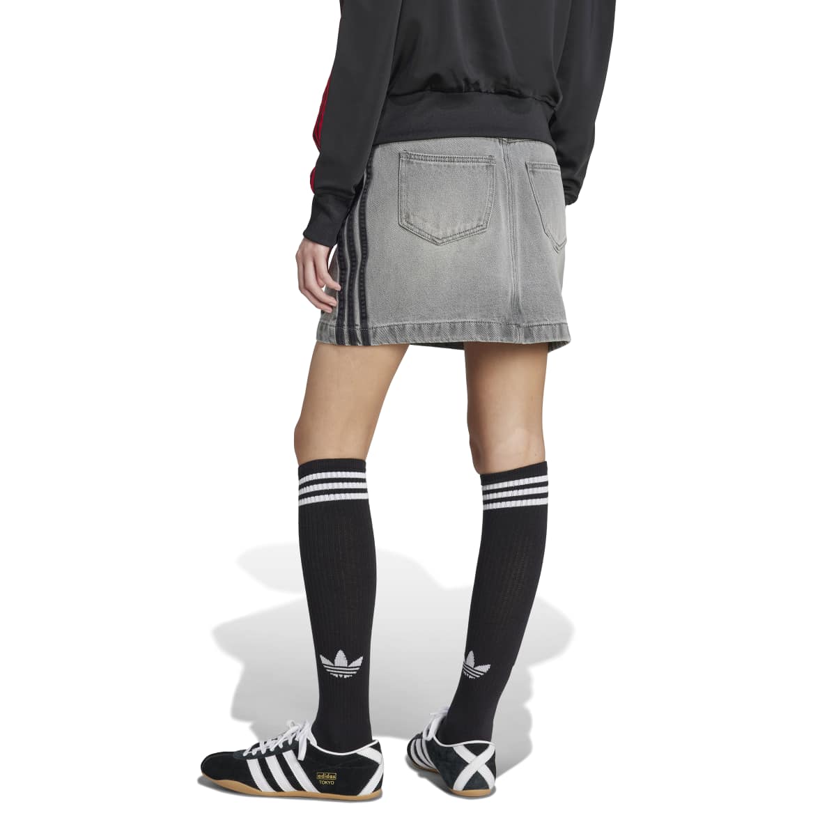 adidas Originals ADICOLOR 3 STRIPES DENIM MINI SKIRT アディダスオリジナルス アディカラー スリーストライプス デニム ミニスカート VS191【レディース ミニスカート デニム クロップド丈 スリーストライプ 25FW】