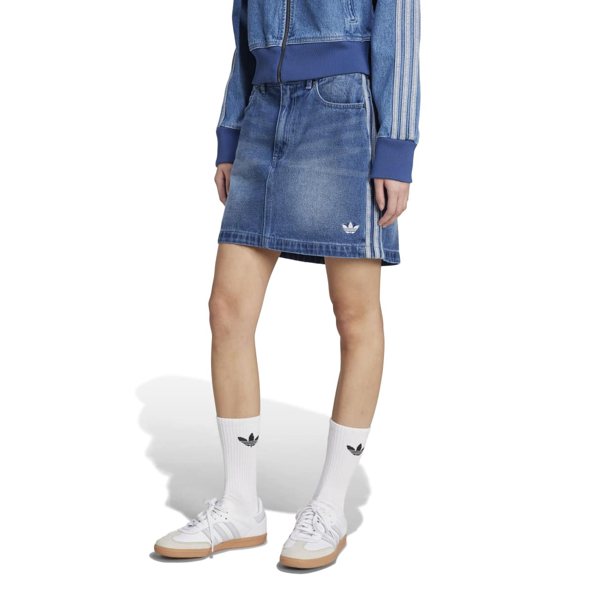 adidas Originals ADICOLOR 3 STRIPES DENIM MINI SKIRT アディダスオリジナルス アディカラー スリーストライプス デニム ミニ スカート WH272【レディース デニムミニスカート  ストリート スリーストライプ 25FW】