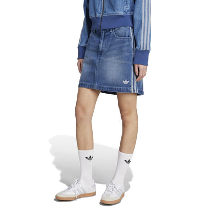 adidas Originals ADICOLOR 3 STRIPES DENIM MINI SKIRT アディダスオリジナルス アディカラー スリーストライプス デニム ミニ スカート WH272【レディース デニムミニスカート  ストリート スリーストライプ 25FW】