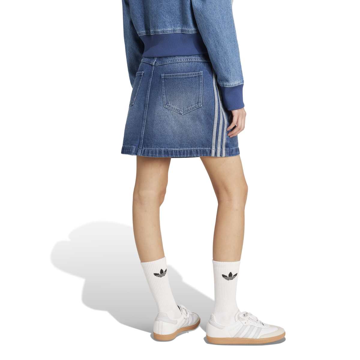 adidas Originals ADICOLOR 3 STRIPES DENIM MINI SKIRT アディダスオリジナルス アディカラー スリーストライプス デニム ミニ スカート WH272【レディース デニムミニスカート  ストリート スリーストライプ 25FW】