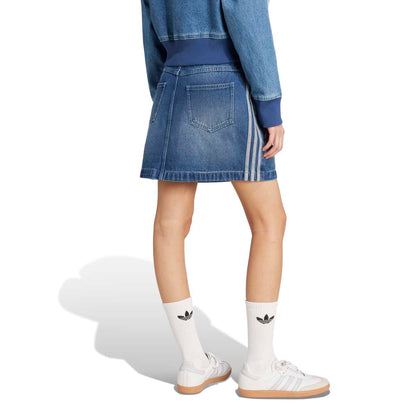 adidas Originals ADICOLOR 3 STRIPES DENIM MINI SKIRT アディダスオリジナルス アディカラー スリーストライプス デニム ミニ スカート WH272【レディース デニムミニスカート  ストリート スリーストライプ 25FW】