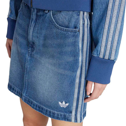 adidas Originals ADICOLOR 3 STRIPES DENIM MINI SKIRT アディダスオリジナルス アディカラー スリーストライプス デニム ミニ スカート WH272【レディース デニムミニスカート  ストリート スリーストライプ 25FW】