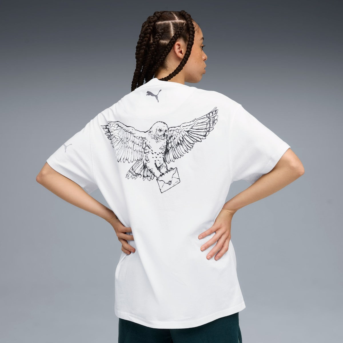 PUMA HOOPS X HARRY POTTER TEE プーマ フープス×ハリーポッター Tシャツ 633115-01【レディース 半袖Tシャツ オーバーサイズ バスケットボールウェア コラボ 25FW】