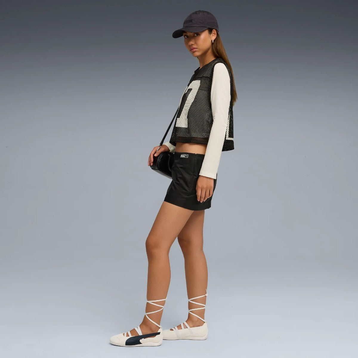 PUMA PUMA x ROSE RELAXED MESH TOP プーマ プーマ x ロゼ リラックスド メッシュ トップ 633804【レディース トップス メッシュ レイヤード ナンバリング コラボ 25FW】