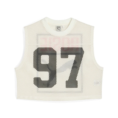PUMA PUMA x ROSE RELAXED MESH TOP プーマ プーマ x ロゼ リラックスド メッシュ トップ 633804【レディース トップス メッシュ レイヤード ナンバリング コラボ 25FW】