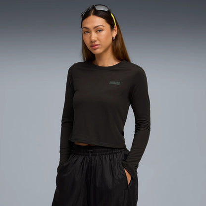 PUMA PUMA x ROSE SLIM LONGSLEEVE TEE プーマ プーマ x ロゼ スリム ロングスリーブ Tシャツ 633805【レディース Tシャツ 長袖 ロゴ コラボ 25FW】