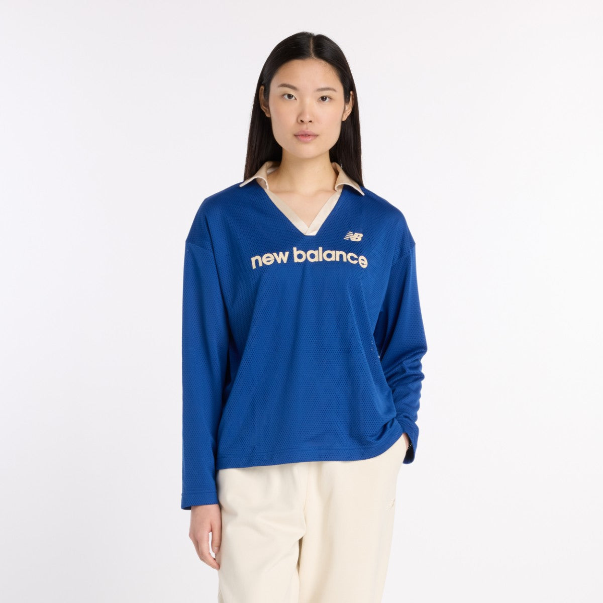 New Balance Mesh Jersey Long Sleeve ニューバランス メッシュ ジャージー ロングスリーブ WT53530【レディース 長袖Tシャツ スポーツウェア メッシュトップス レディース トレーニング 通気性 25FW】