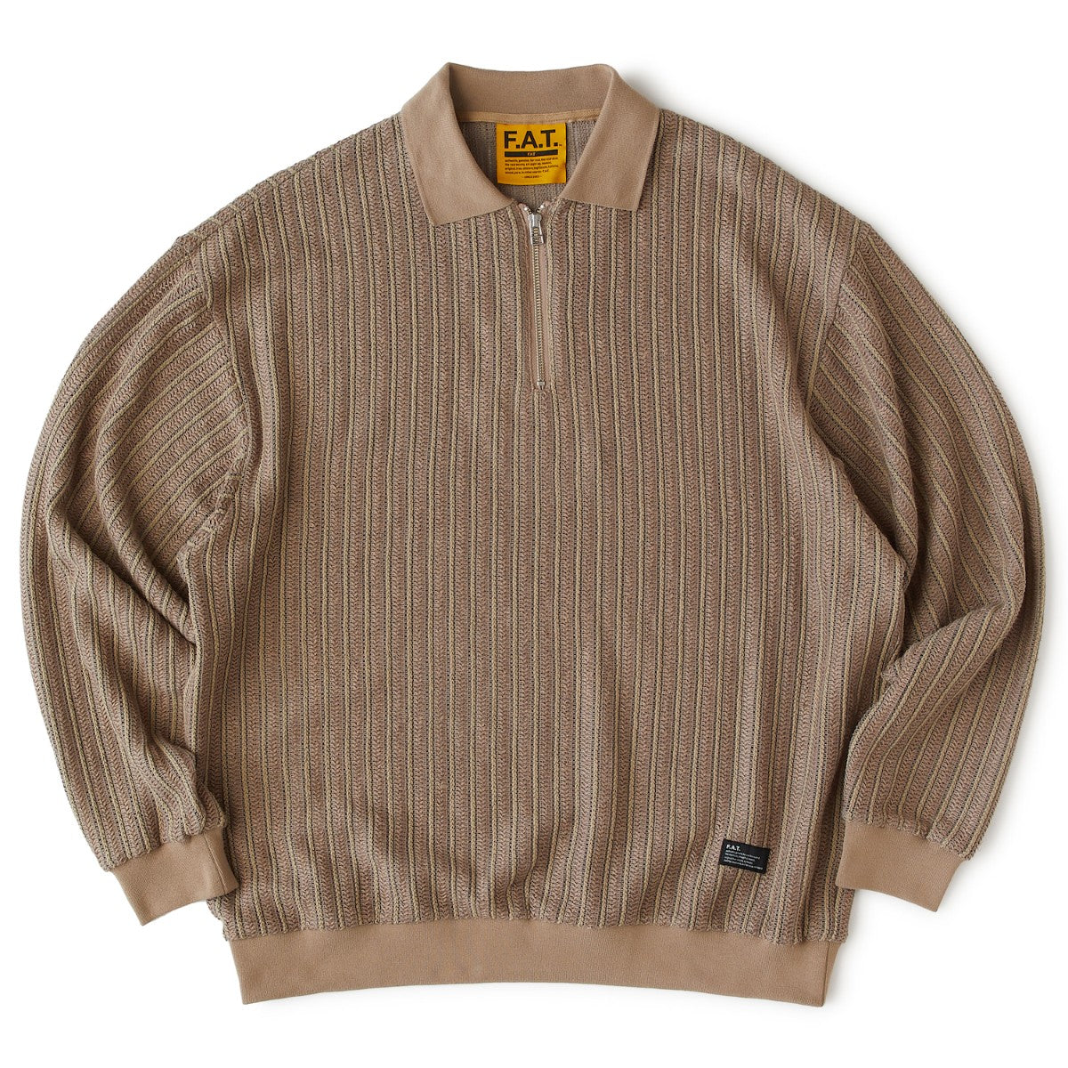 FAT RASCHELO エフエイティー ラッシェロ F32520-CT20【メンズ トップス ポロシャツ ハーフジップ ラッセル編み ストライプ 25FW】