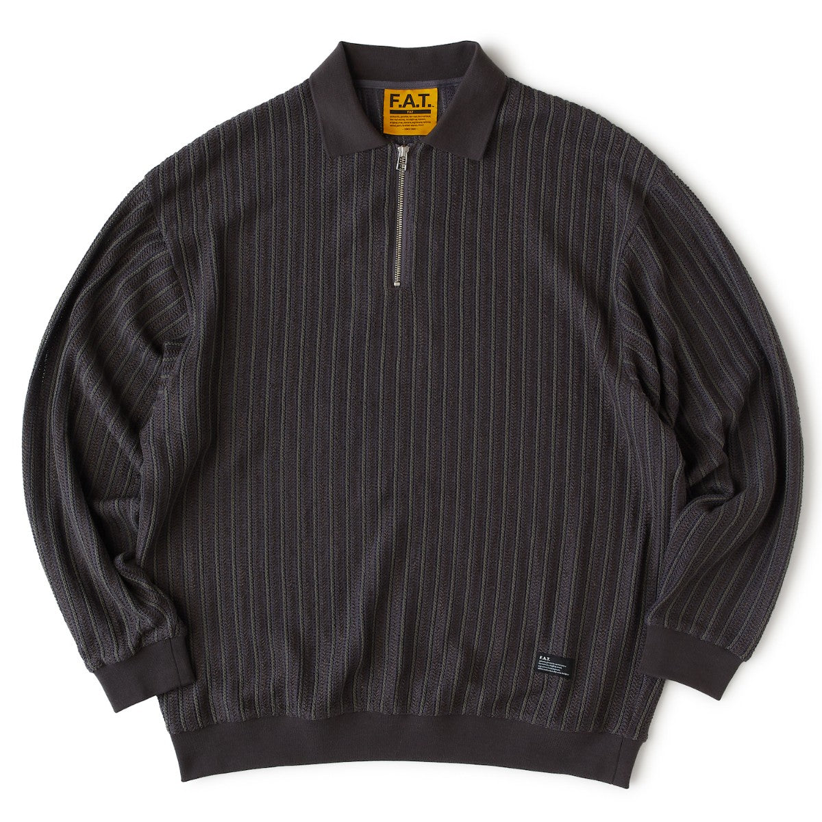 FAT RASCHELO エフエイティー ラッシェロ F32520-CT20【メンズ トップス ポロシャツ ハーフジップ ラッセル編み ストライプ 25FW】
