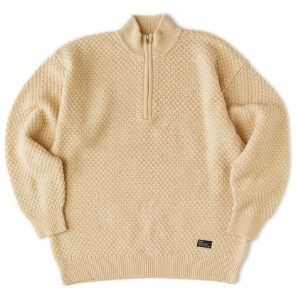 FAT POPHALF エフエイティー ポップハーフ F32520-KN05【メンズ トップス ハーフジップ ニット ウール セーター ミニマル 25FW】