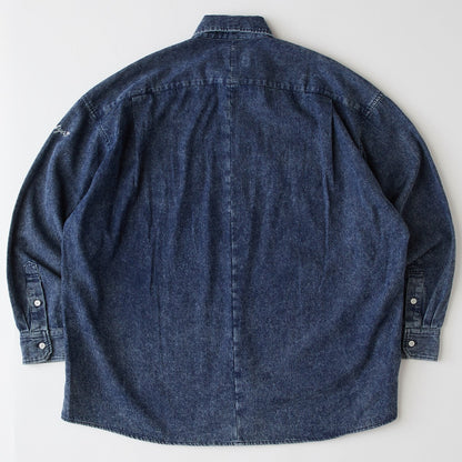 FAT DENIFORM エフエイティー デニフォーム F32520-SH08【メンズ ワークシャツ デニムシャツ ビッグシルエット ケミカルウォッシュ 刺繍ロゴ 25FW】