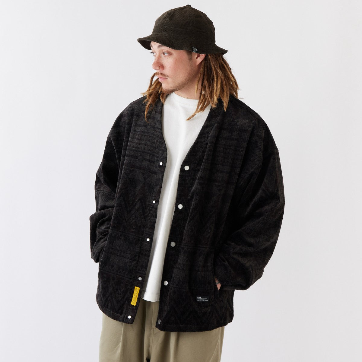 FAT NATIGAN エフエイティー ネイティガン F32520-SH16【メンズ スナップカーディガン コーデュロイ ネイティブ柄 リラックスシルエット 秋冬 25FW】