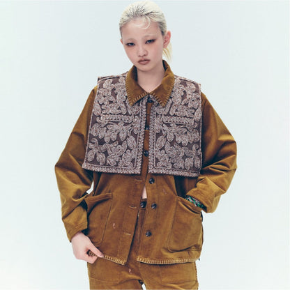 YuumiARIA EMBROIDERY VEST ユウミアリア エンブロイダリー ベスト 252-AS006【レディース 刺繍ベスト 透け感 総柄 リボン フリル トップス 25FW】