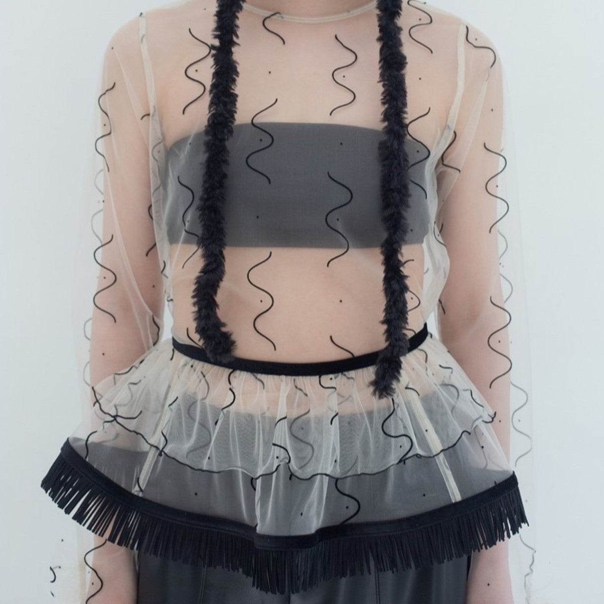 PoI Tulle collar skirt ポィ チュール カラー スカート 252-AA15【レディース チュール ミニスカート 付け襟 レイヤード 重ね着 25FW】