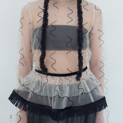 PoI Tulle collar skirt ポィ チュール カラー スカート 252-AA15【レディース チュール ミニスカート 付け襟 レイヤード 重ね着 25FW】