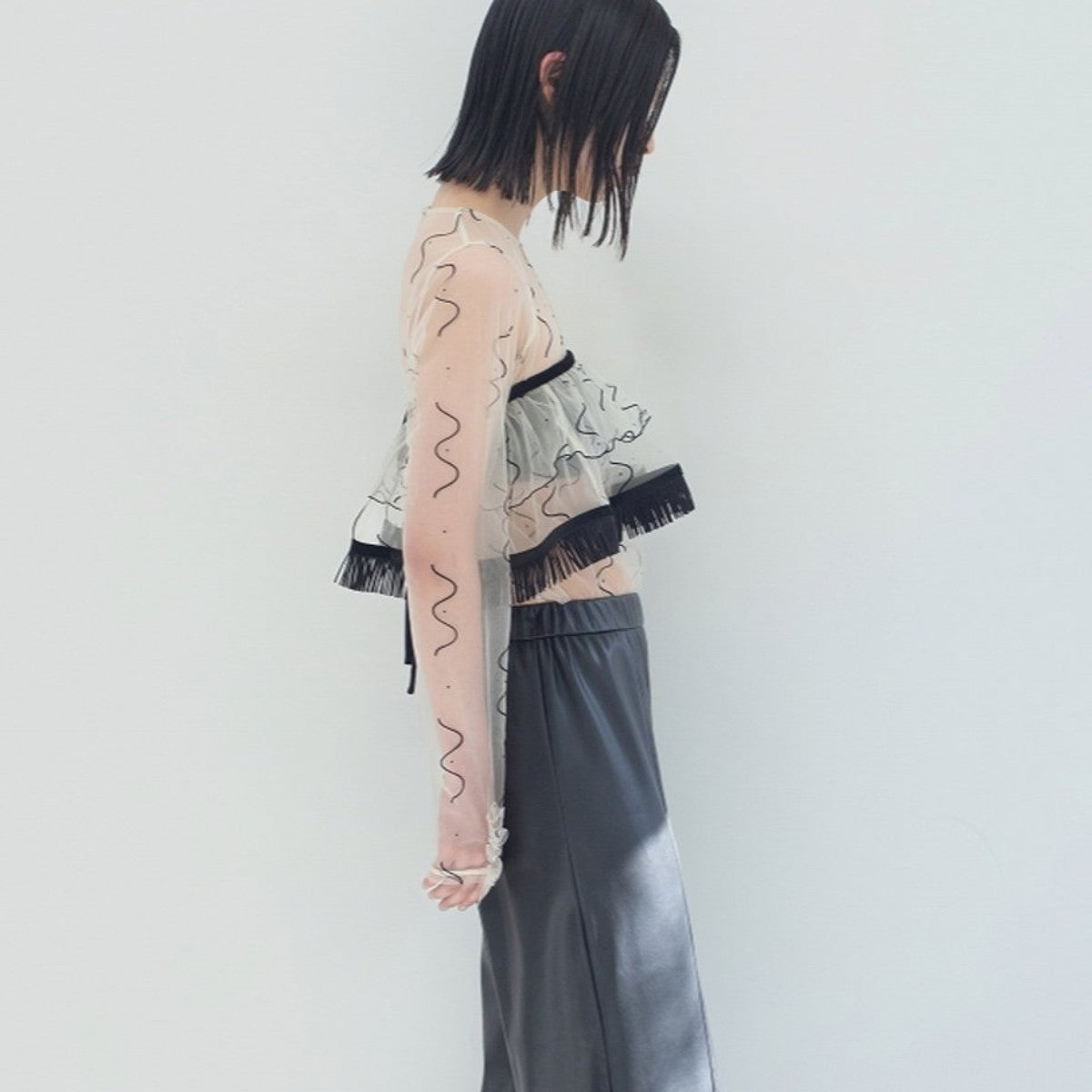 PoI Tulle collar skirt ポィ チュール カラー スカート 252-AA15【レディース チュール ミニスカート 付け襟 レイヤード 重ね着 25FW】
