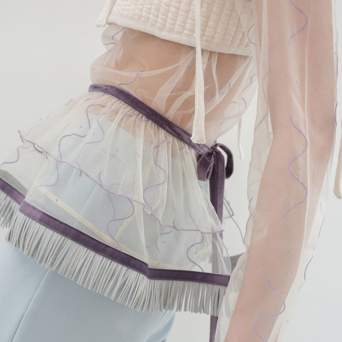 PoI Tulle collar skirt ポィ チュール カラー スカート 252-AA15【レディース チュール ミニスカート 付け襟 レイヤード 重ね着 25FW】