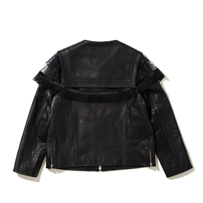 PoI Sailor color leather JKT bm ポィ セーラーカラー レザー ジャケット bm 252-FA02-BLK【レディース 牛革 セーラーカラー 25FW】