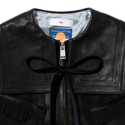 PoI Sailor color leather JKT bm ポィ セーラーカラー レザー ジャケット bm 252-FA02-BLK【レディース 牛革 セーラーカラー 25FW】