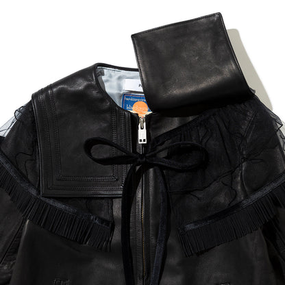 PoI Sailor color leather JKT bm ポィ セーラーカラー レザー ジャケット bm 252-FA02-BLK【レディース 牛革 セーラーカラー 25FW】