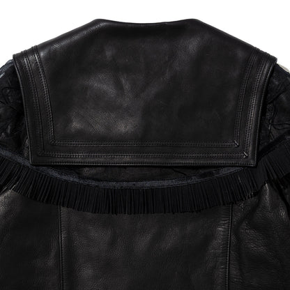 PoI Sailor color leather JKT bm ポィ セーラーカラー レザー ジャケット bm 252-FA02-BLK【レディース 牛革 セーラーカラー 25FW】