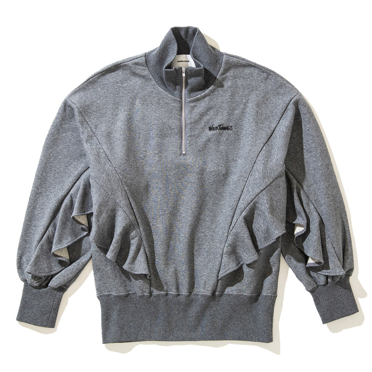 naokitomizuka WILD THINGS Half zip ruffled sweat shirt ナオキトミヅカ ワイルドシングス ハーフジップ フリル スウェットシャツ GRNTT008【レディース WOMENブランド 楽天NG 25FW】