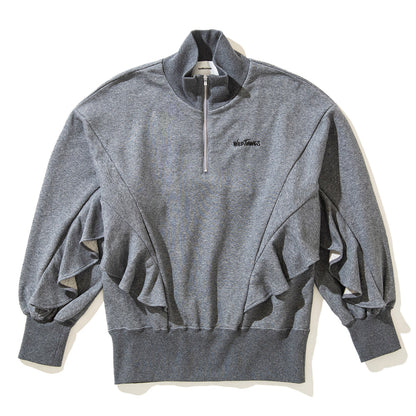 naokitomizuka WILD THINGS Half zip ruffled sweat shirt ナオキトミヅカ ワイルドシングス ハーフジップ フリル スウェットシャツ GRNTT008【レディース WOMENブランド 楽天NG 25FW】