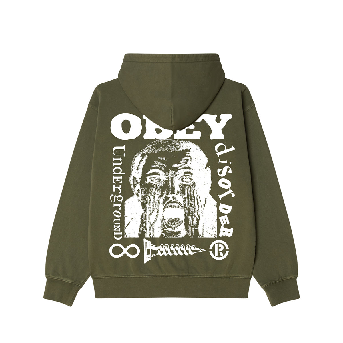 OBEY UNDERGROUND FADED HOOD オベイ アンダーグラウンドフェイディッドフード 112470267【メンズ パーカー フーディー 裏起毛 カジュアル 25FW】