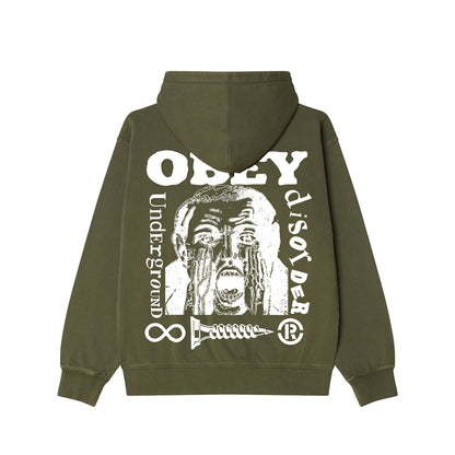 OBEY UNDERGROUND FADED HOOD オベイ アンダーグラウンドフェイディッドフード 112470267【メンズ パーカー フーディー 裏起毛 カジュアル 25FW】