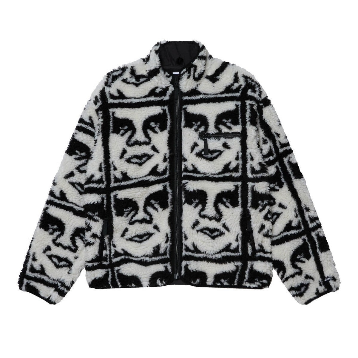 OBEY REPEATED ICON SHERPA JACKET オベイ リピーテッド アイコン シェルパ ジャケット 121800608【メンズ ジャカード シェルパ ジップジャケット 総柄 アウター カジュアル 25FW】