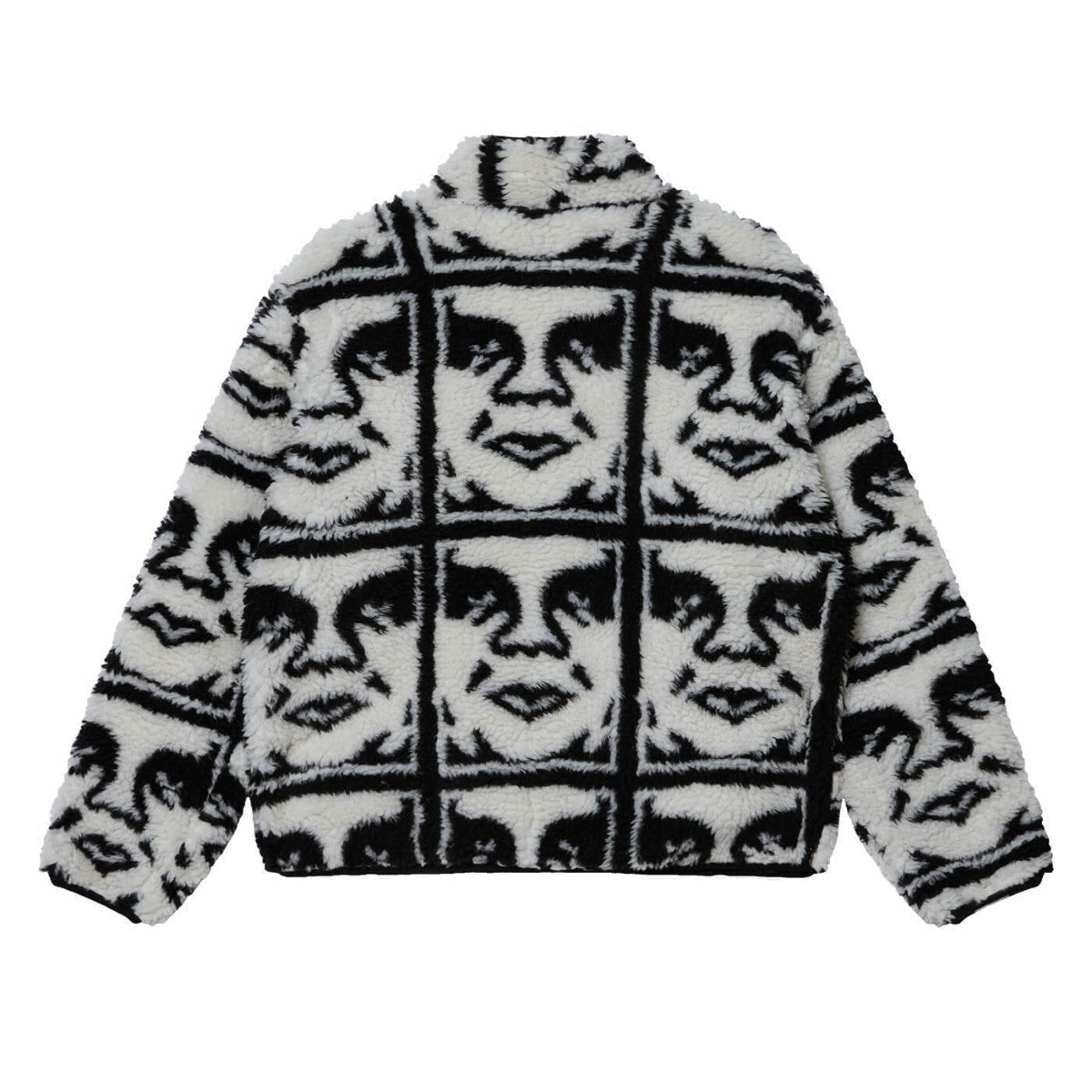 OBEY REPEATED ICON SHERPA JACKET オベイ リピーテッド アイコン シェルパ ジャケット 121800608【メンズ ジャカード シェルパ ジップジャケット 総柄 アウター カジュアル 25FW】