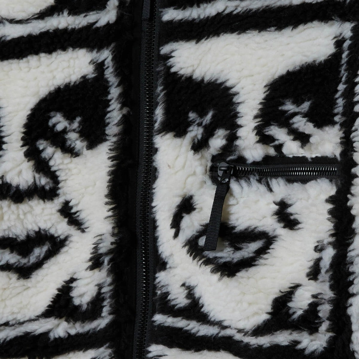 OBEY REPEATED ICON SHERPA JACKET オベイ リピーテッド アイコン シェルパ ジャケット 121800608【メンズ ジャカード シェルパ ジップジャケット 総柄 アウター カジュアル 25FW】