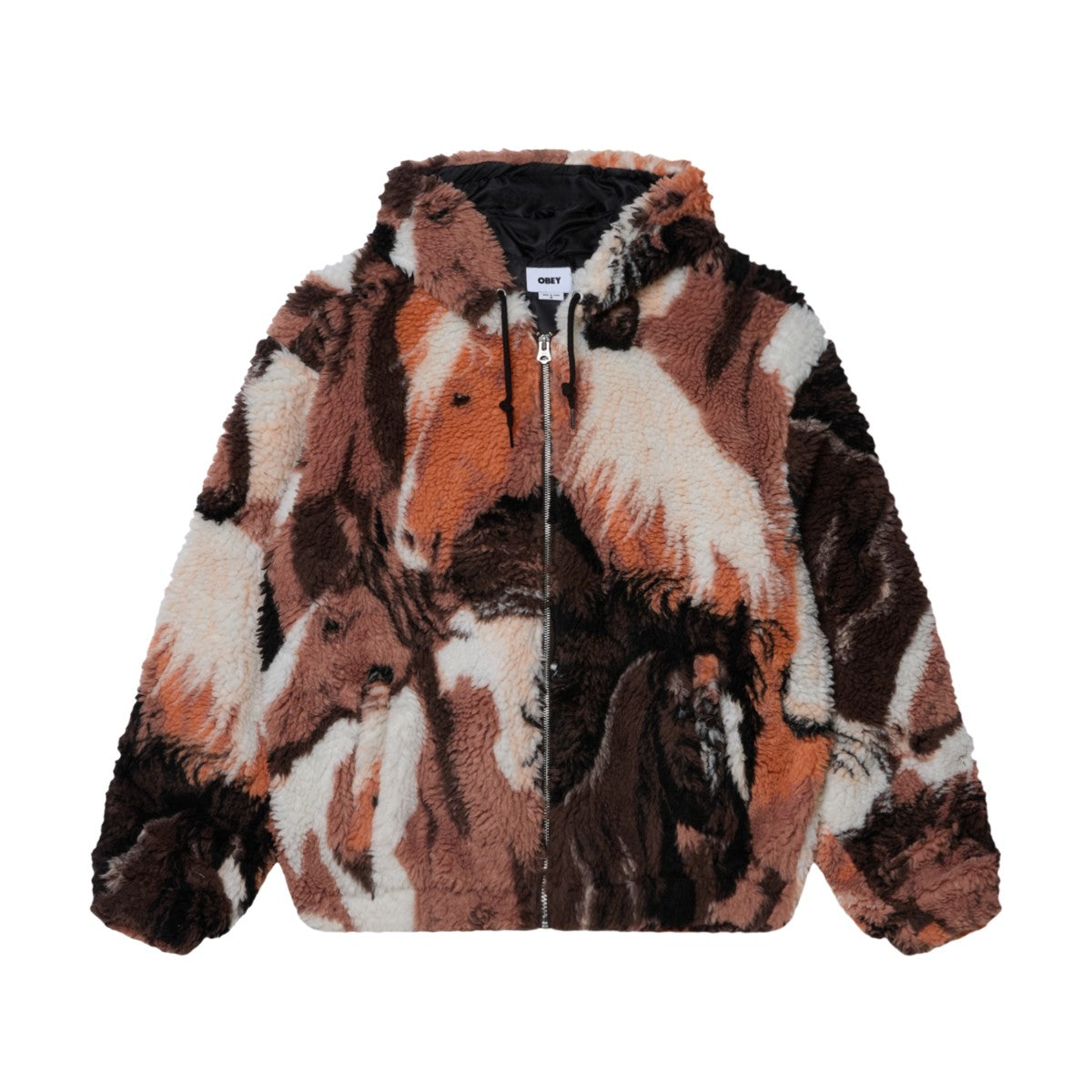 OBEY HORSES SHERPA JACKET オベイ ホーシズ シェルパ ジャケット 121800610【メンズ ジャケット シェルパ フリース アウター リラックスフィット 防寒 25FW】