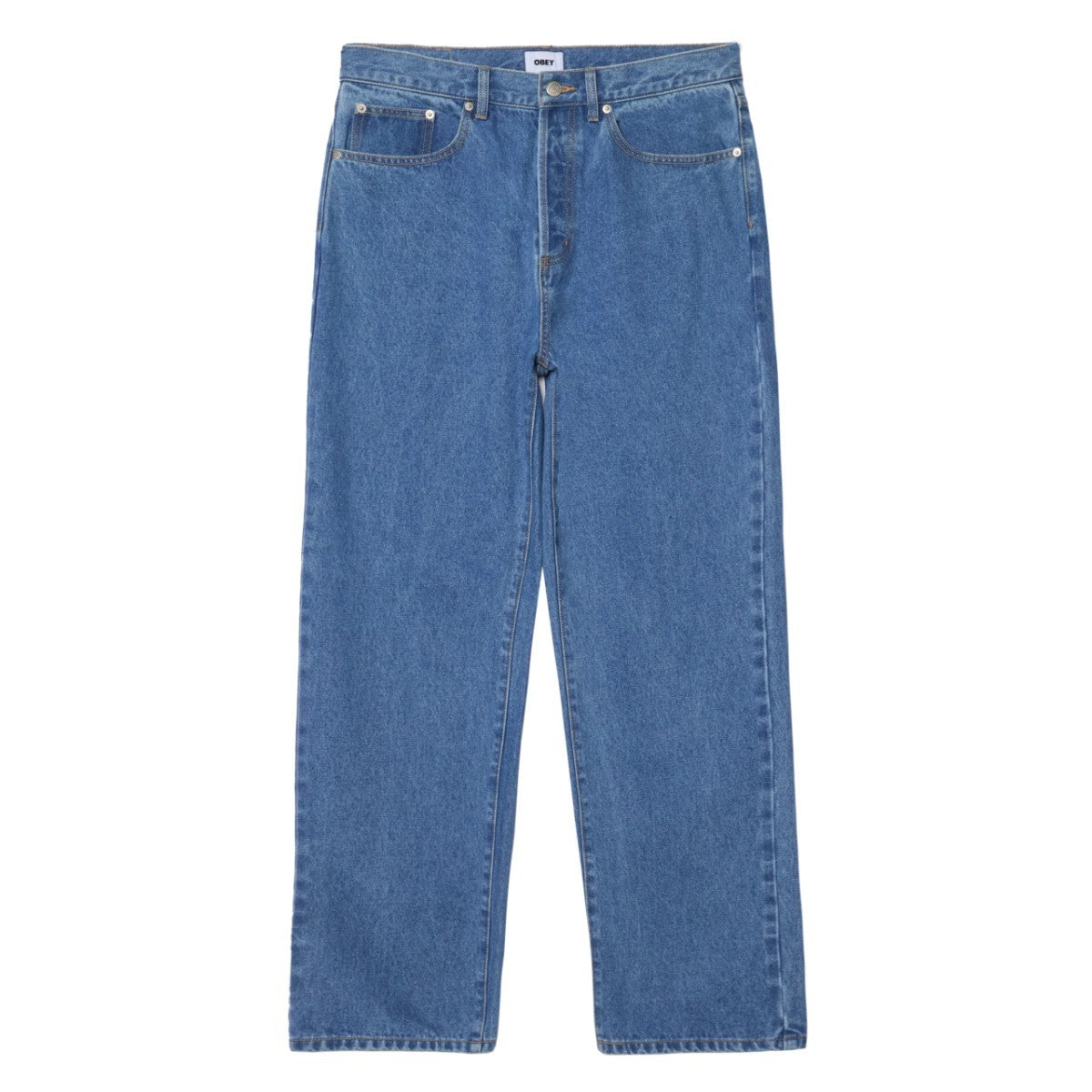 OBEY CLASSIC BAGGY DENIM オベイ クラシック バギー デニム 142010109【メンズ デニム ジーンズ バギーパンツ テーパードレッグ ボタンフライ レザーパッチ 25FW】