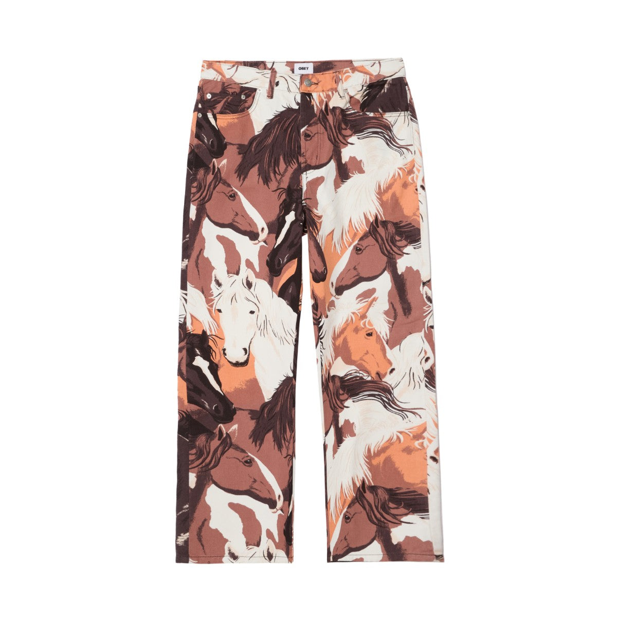 OBEY CLASSIC BAGGY PRINTED DENIM オベイ クラシック バギー プリント デニム 142010112【メンズ デニム バギーフィット テーパード 5ポケット 25FW】