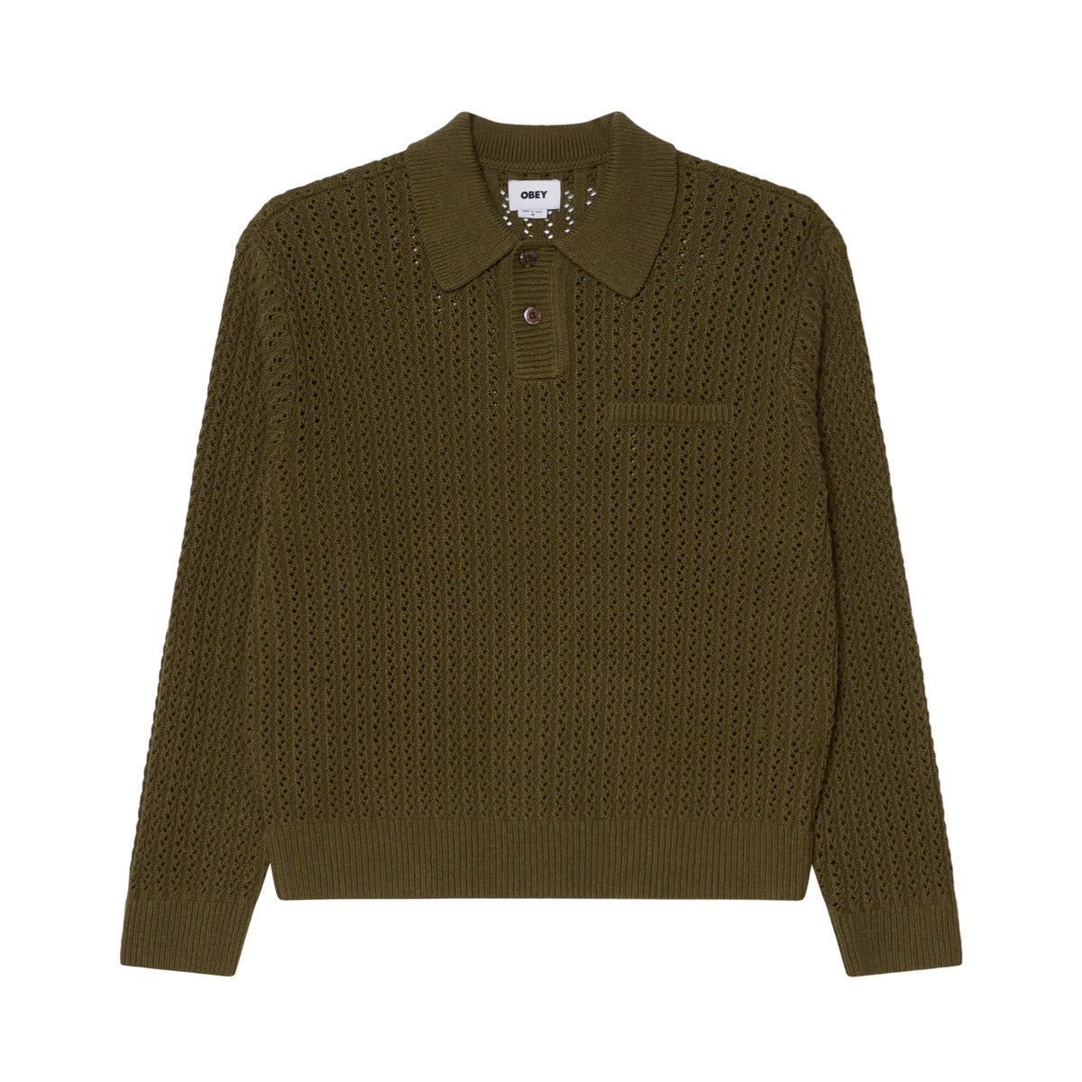 OBEY DUANE POLO SWEATER オベイ デュアン ポロ セーター 151000112【メンズ トップス ポロセーター ニットポロ 長袖ニット リラックスフィット 25FW】