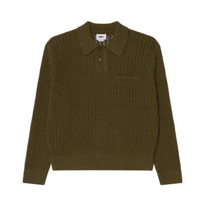 OBEY DUANE POLO SWEATER オベイ デュアン ポロ セーター 151000112【メンズ トップス ポロセーター ニットポロ 長袖ニット リラックスフィット 25FW】