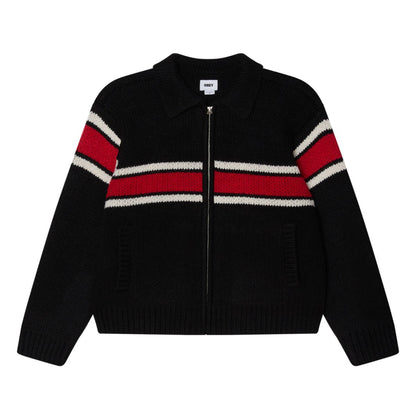 OBEY BERNARD ZIP UP SWEATER オベイ バーナード ジップアップ セーター 151010044【メンズ ジップアップセーター ニット リブ仕様 カジュアル ロゴ刺繍 25FW】