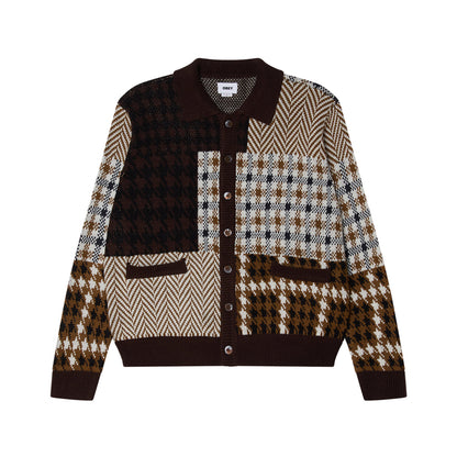 OBEY PATCHWORK CARDIGAN オベイ パッチワークカーディガン 151010045【メンズ トップス カーディガン ニット カジュアル 25FW】