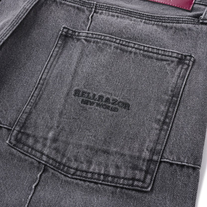 Hellrazor BLOCK BAGGIE DENIM PANTS ヘルレイザー ブロック バギーデニムパンツ 01125AW0402【メンズ デニムパンツ ワイド バギーシルエット 25FW】